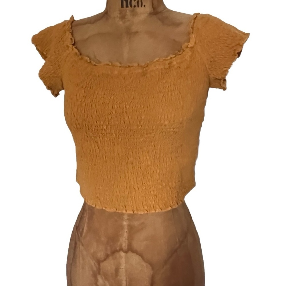Abercrombie & Fitch Mustard Ruffle Sleeve Blouse EUC L